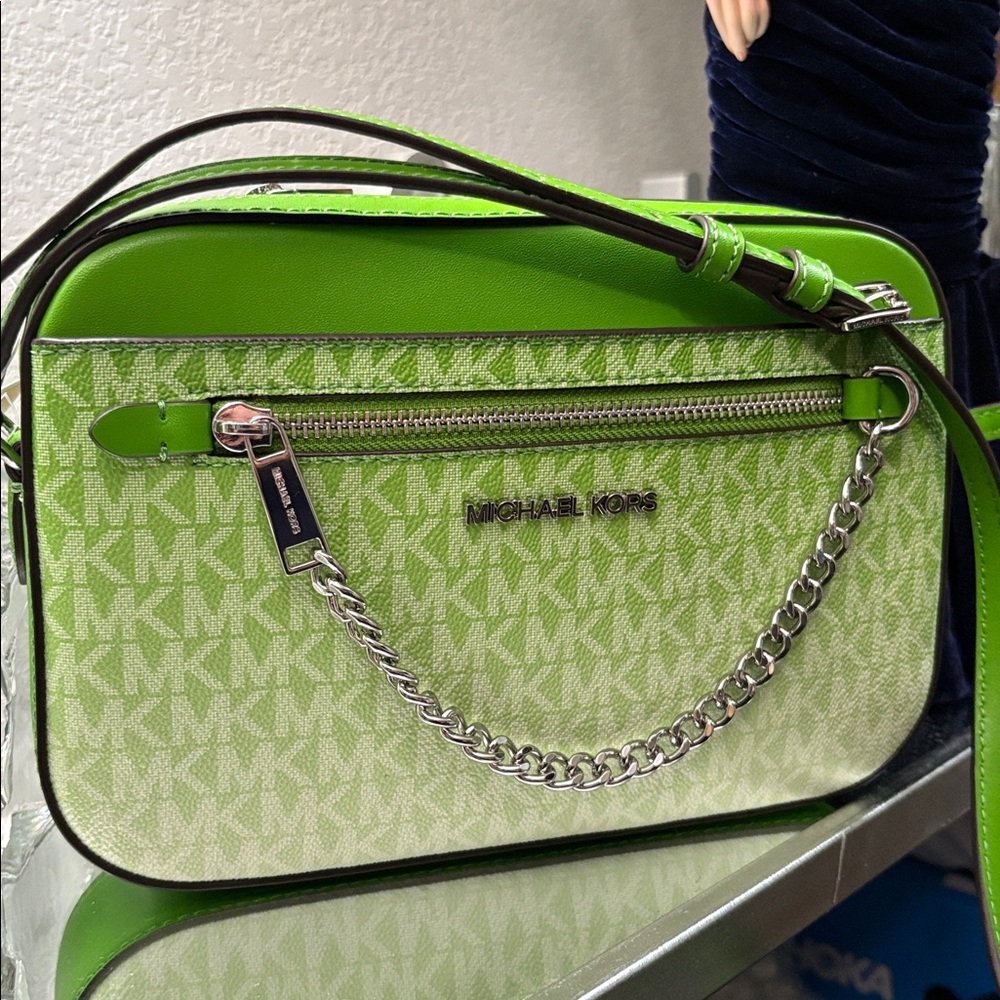 Michael Kors Lime and Cream Crossbody Bag MRSP 398 usd